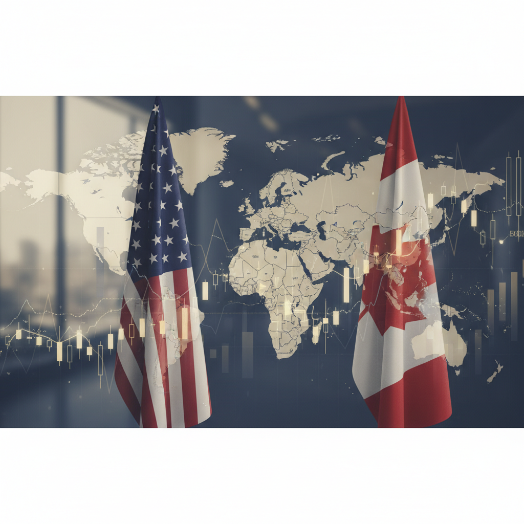Flags of United States and Canada combined over a map, symbolizing the US LLC Canada Corporation dual strategy for non-residents in 2026