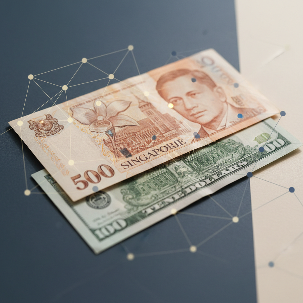 US dollar and Singapore dollar notes overlapping, representing the dual company strategy for SaaS founders in 2026.
