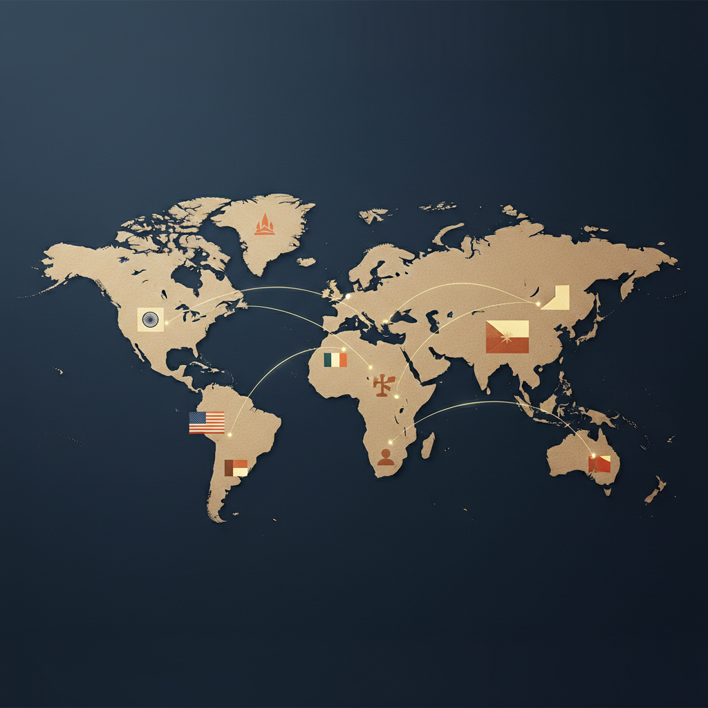 World map visually linking India, US, and UK, representing a dual company strategy for Indian founders in 2026.