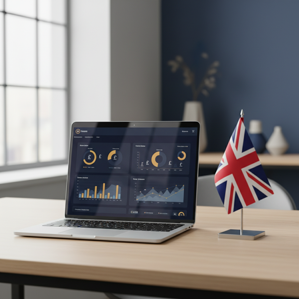 UK Limited company business banking dashboard on a laptop for non-residents in 2026