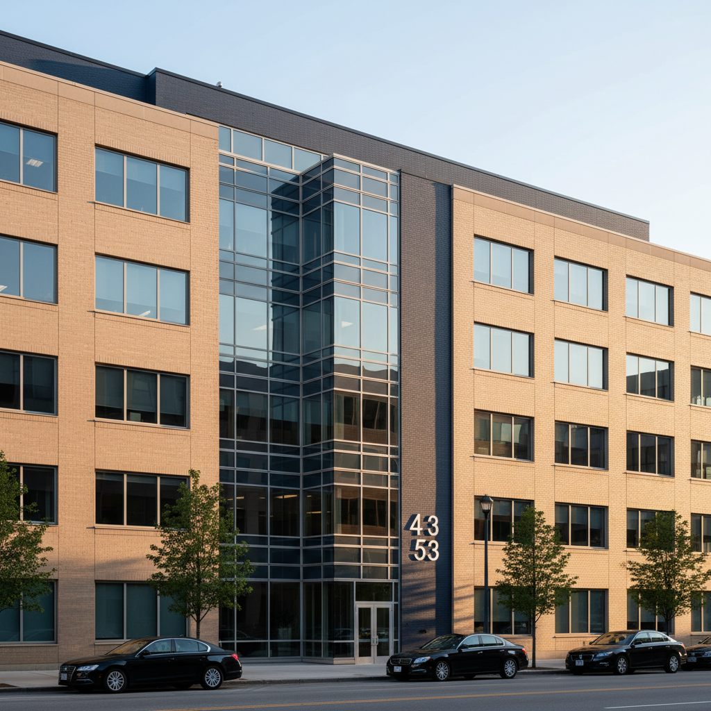 US commercial office building representing a valid physical address for US LLC bank approval