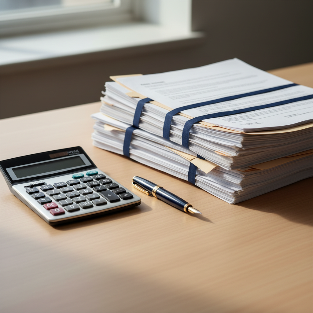 Organized stack of US LLC compliance documents and tax forms, highlighting hidden costs for non-residents in 2026