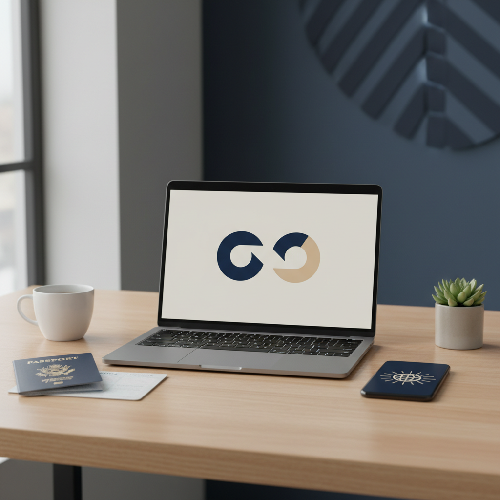 Desk with laptop showing Wise and Stripe logos, US passport, phone, symbolizing US LLC payment integration for non-residents in 2026.