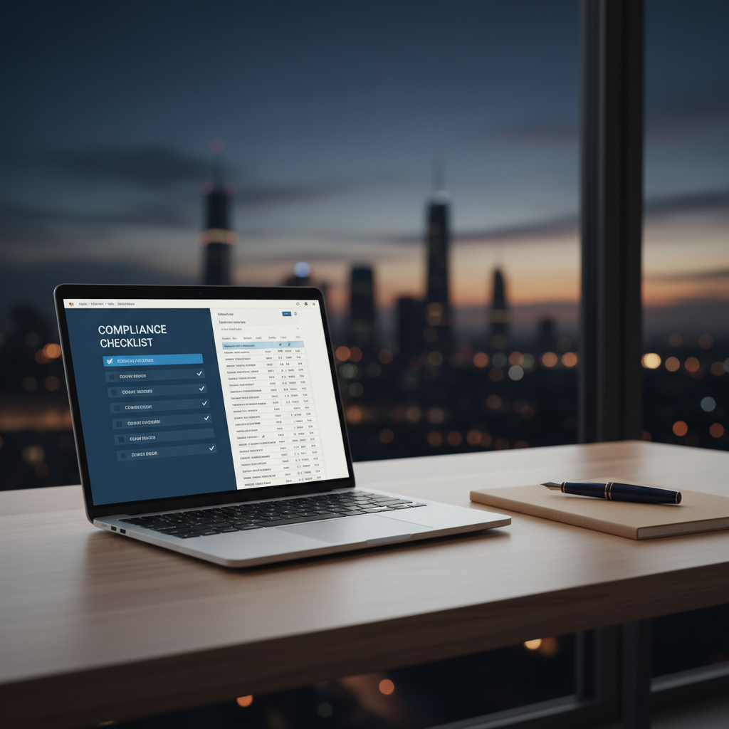 US LLC remote compliance checklist for non-resident founders in 2026, showing a laptop and legal documents
