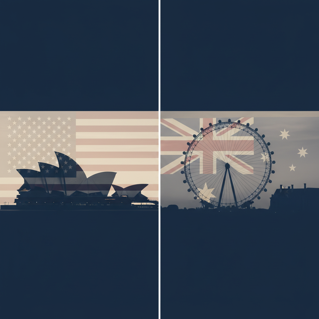 Comparing US LLC vs UK Ltd for Australian founders in 2026, showing key landmarks and flags
