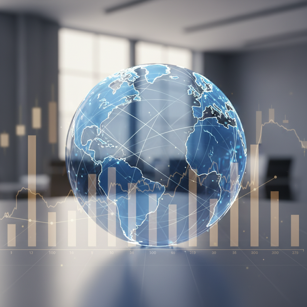 Abstract representation of global e-commerce and sales tax compliance for non-US founders with a US LLC in 2026.