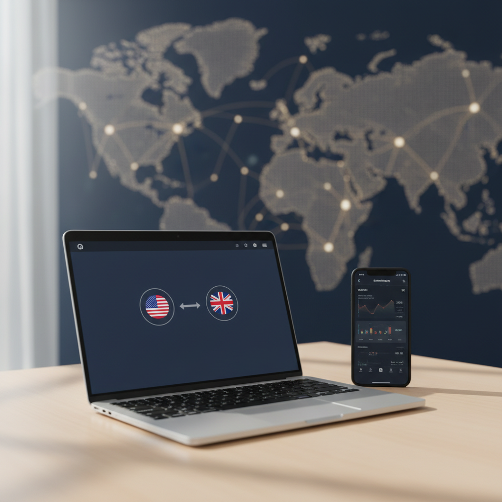 Non-US founder effectively managing US LLC payouts to a UK Wise account in 2026 through a digital interface.