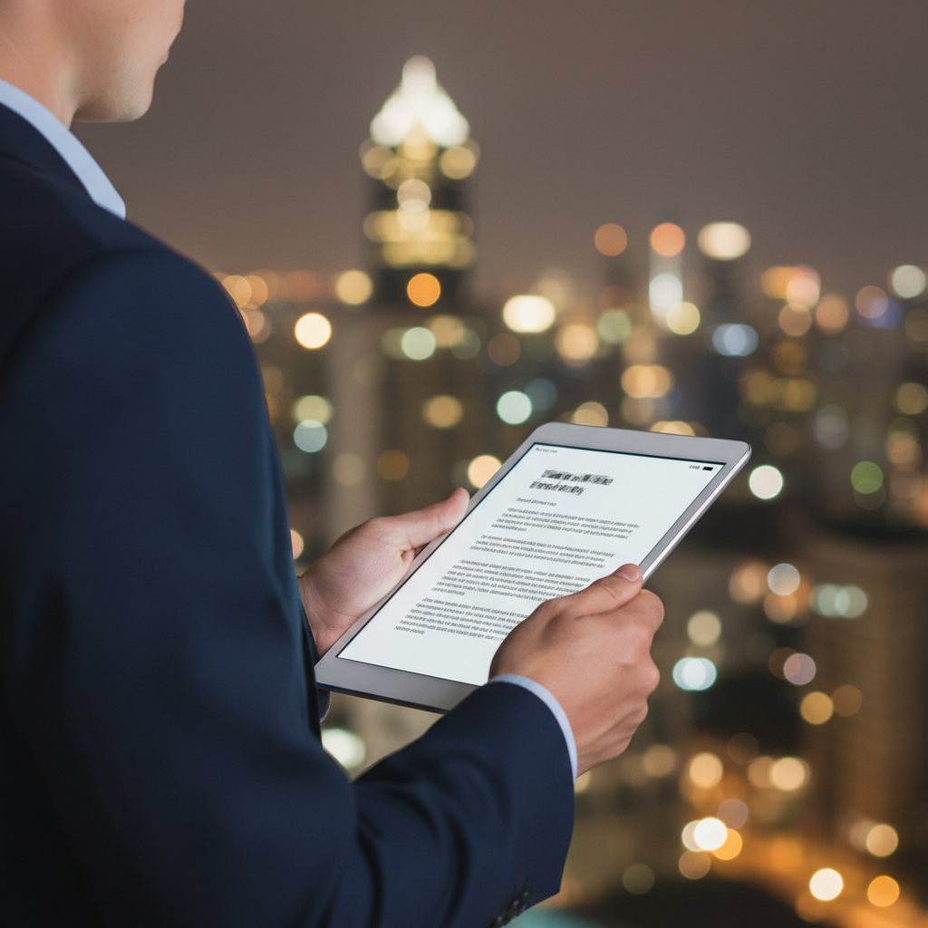 Digital privacy concept showing a stylized, obscured document on a tablet, representing US LLC privacy for non-residents in 2026