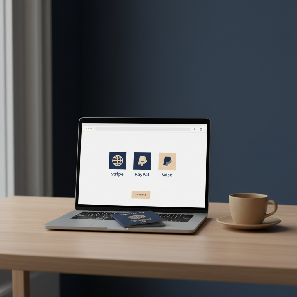 Non-US founder setting up e-commerce payments for US LLC with Stripe, PayPal, and Wise in 2026.