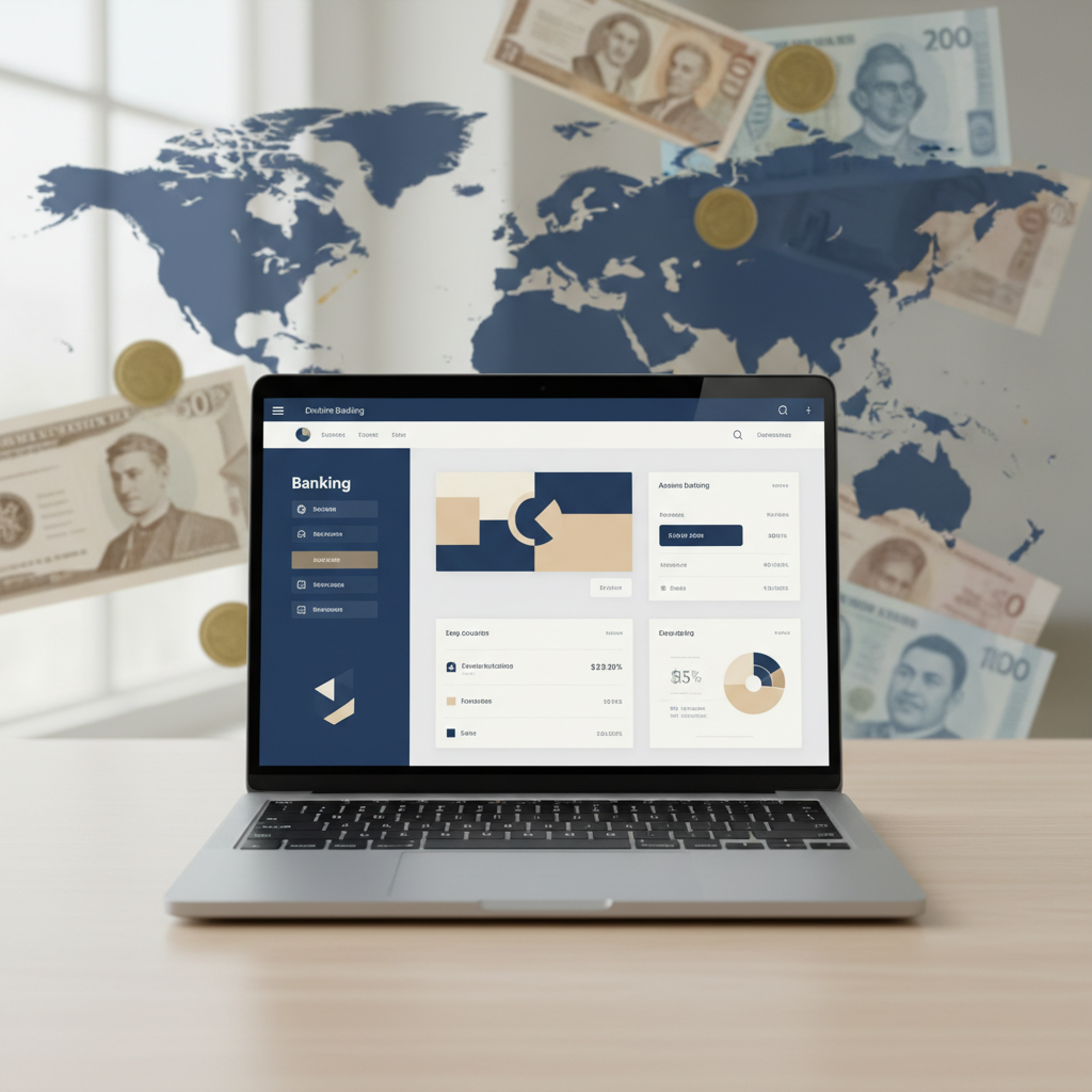 Laptop screen showing online banking portal, representing US LLC non-resident banking solutions in 2026.