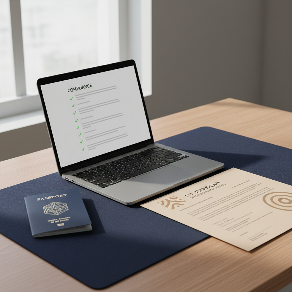 Non-US founder checking a remote compliance checklist for their US LLC in 2026, with global paperwork