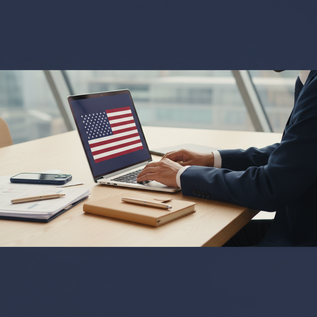 Indian founder looking at laptop, managing US LLC remote banking and compliance in 2026