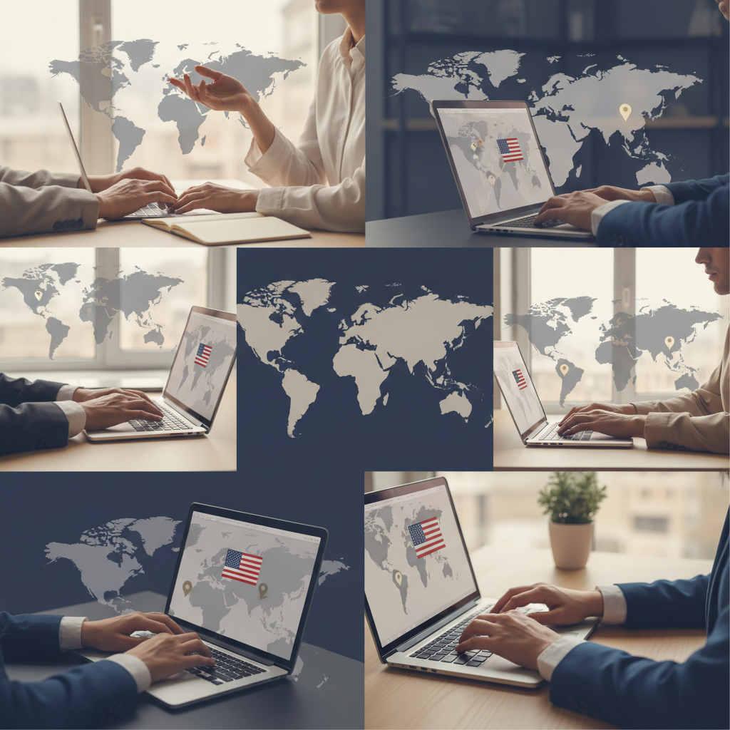 Non-US founder managing a global remote team through a US LLC, overseeing payroll and compliance in 2026.
