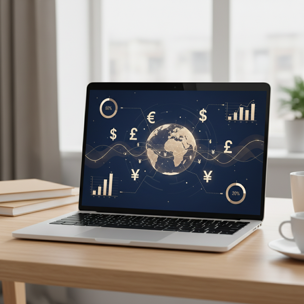 Stripe dashboard on a laptop with currency symbols for non-US founders managing US LLC Stripe payouts in 2026